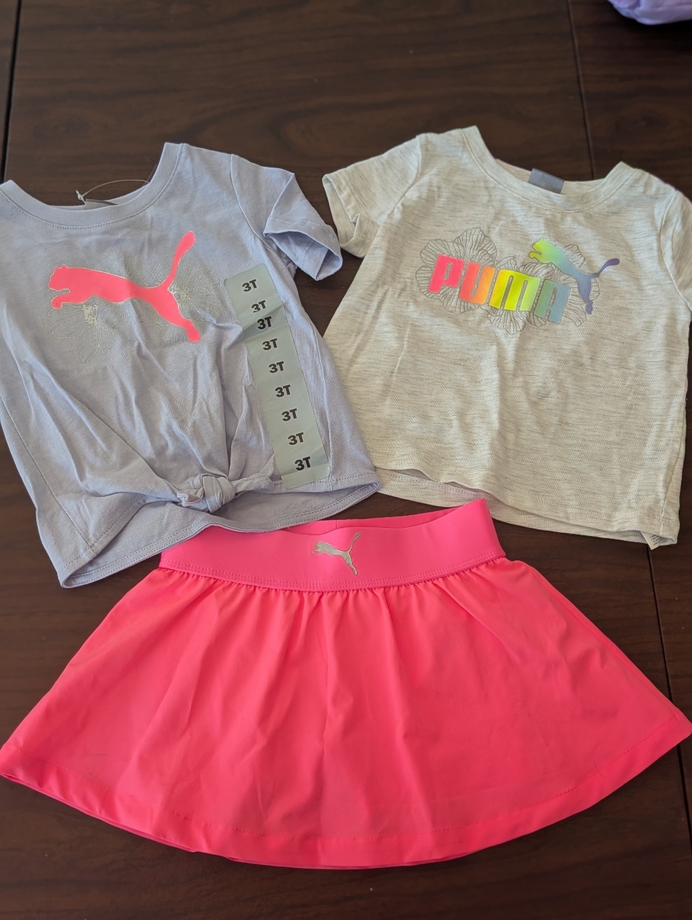 Brand New 3T Puma Pink Sport Skirt Tee Shirt Outfit Bundle